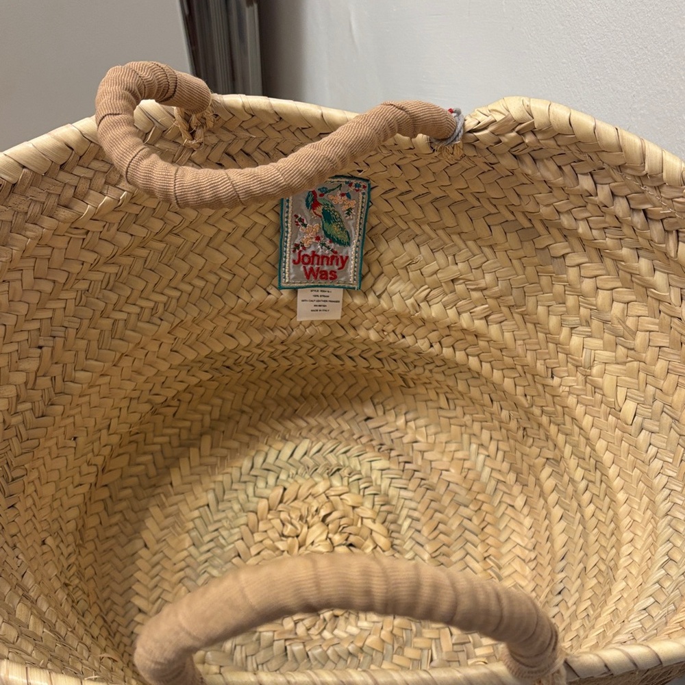Johnny Was Tan Woven Basket with Fringe - Picture 7 of 8